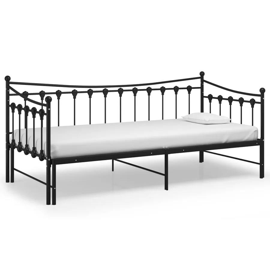 Cadre de canapé-lit extensible sans matelas Noir Métal 90x200cm - 5