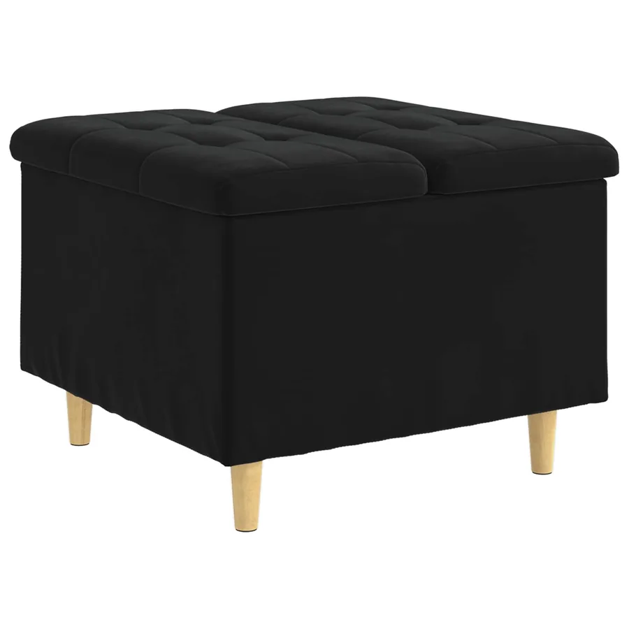 Pouf de rangement avec coussin Noir 60 x 60 x 45 cm Velours - 2