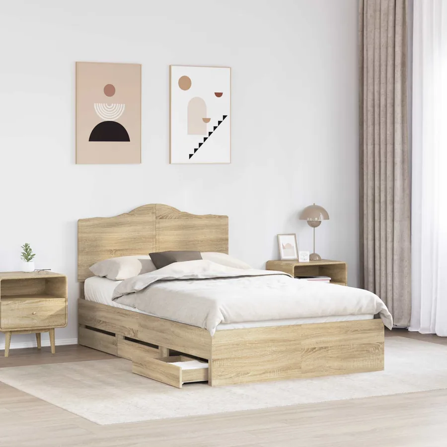 Cadre de lit Chêne Sonoma 120 x 190 cm Bois Ingénierie - 3