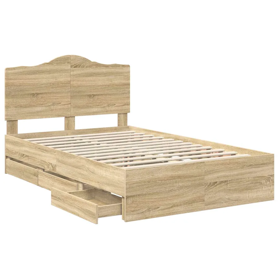 Cadre de lit Chêne Sonoma 120 x 190 cm Bois Ingénierie - 5