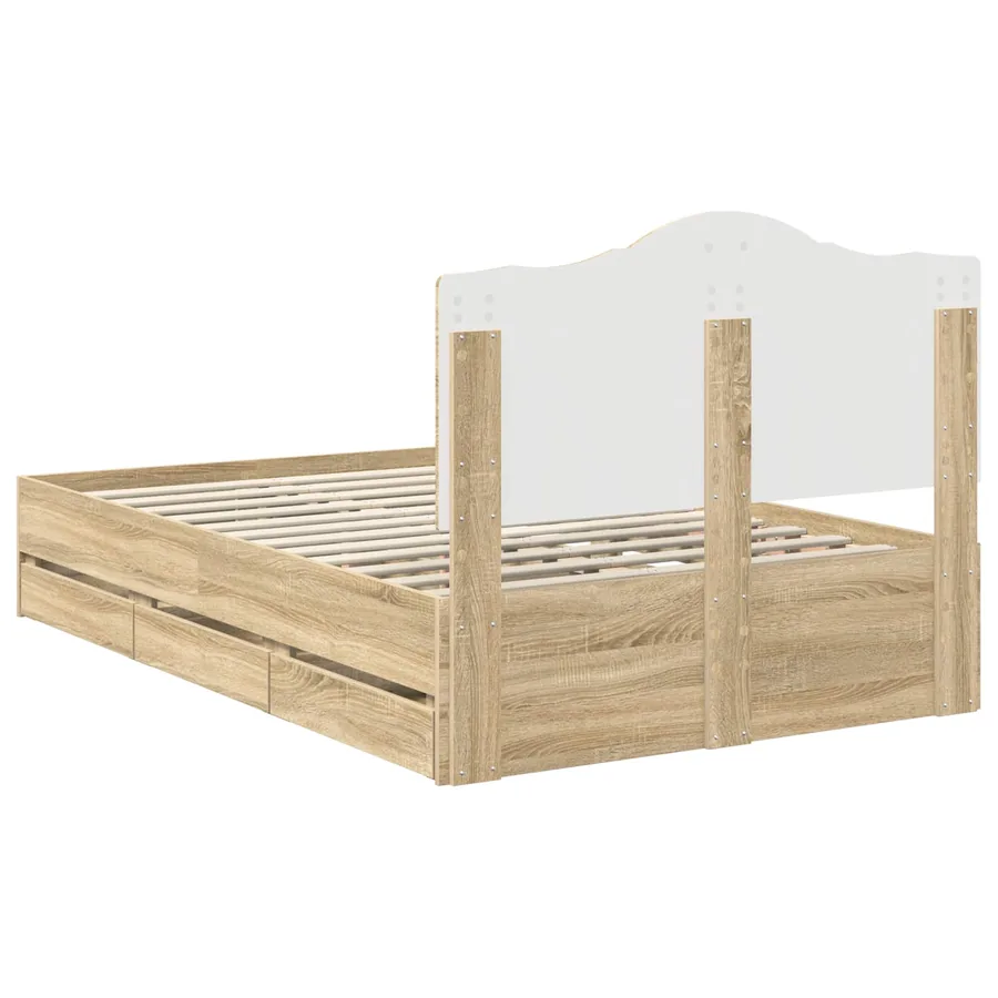 Cadre de lit Chêne Sonoma 120 x 190 cm Bois Ingénierie - 8
