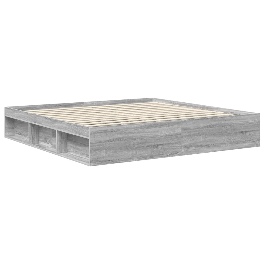Cadre de lit Gris Sonoma 200 x 200 cm Pin massif - 5
