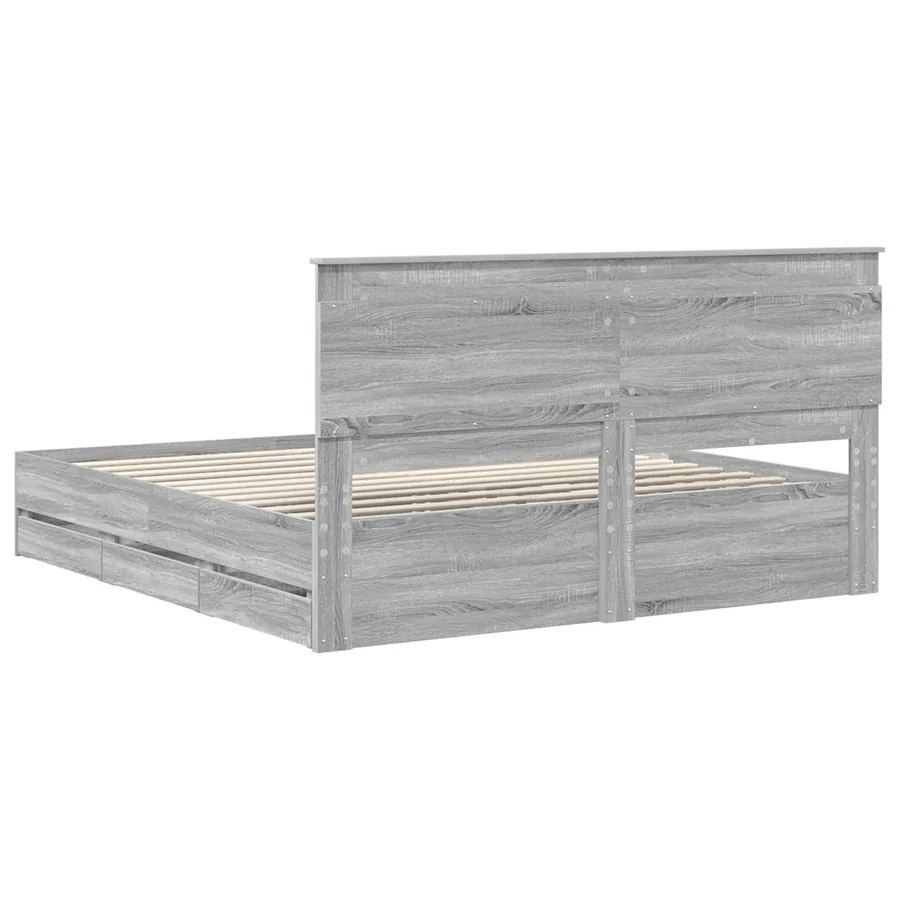 Cadre de lit Gris Sonoma 200 x 200 cm Bois Ingénierie - 8