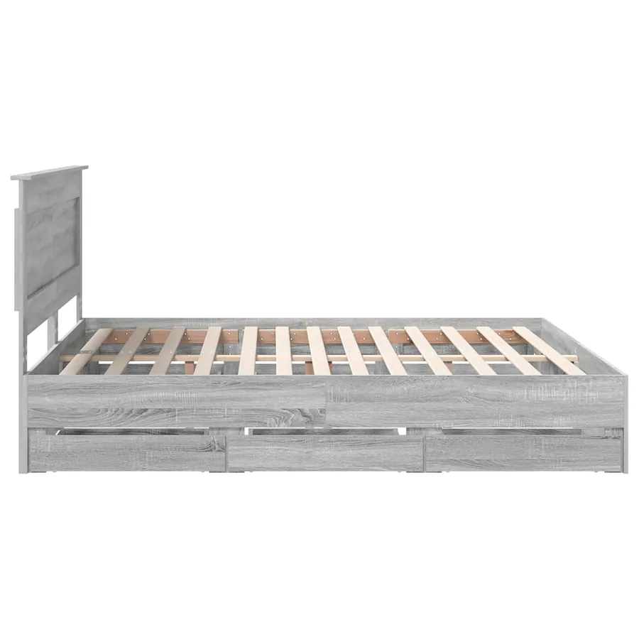 Cadre de lit Gris Sonoma 200 x 200 cm Bois Ingénierie - 9