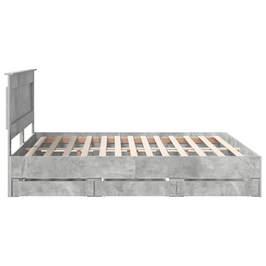 Cadre de lit Gris béton 200 x 200 cm Bois Ingénierie - 9