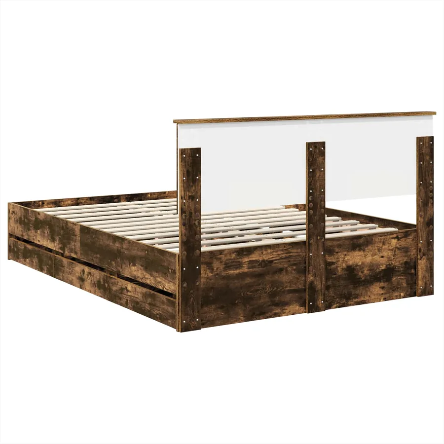 Cadre de lit Chêne fumé 160 x 200 cm Bois Ingénierie - 10