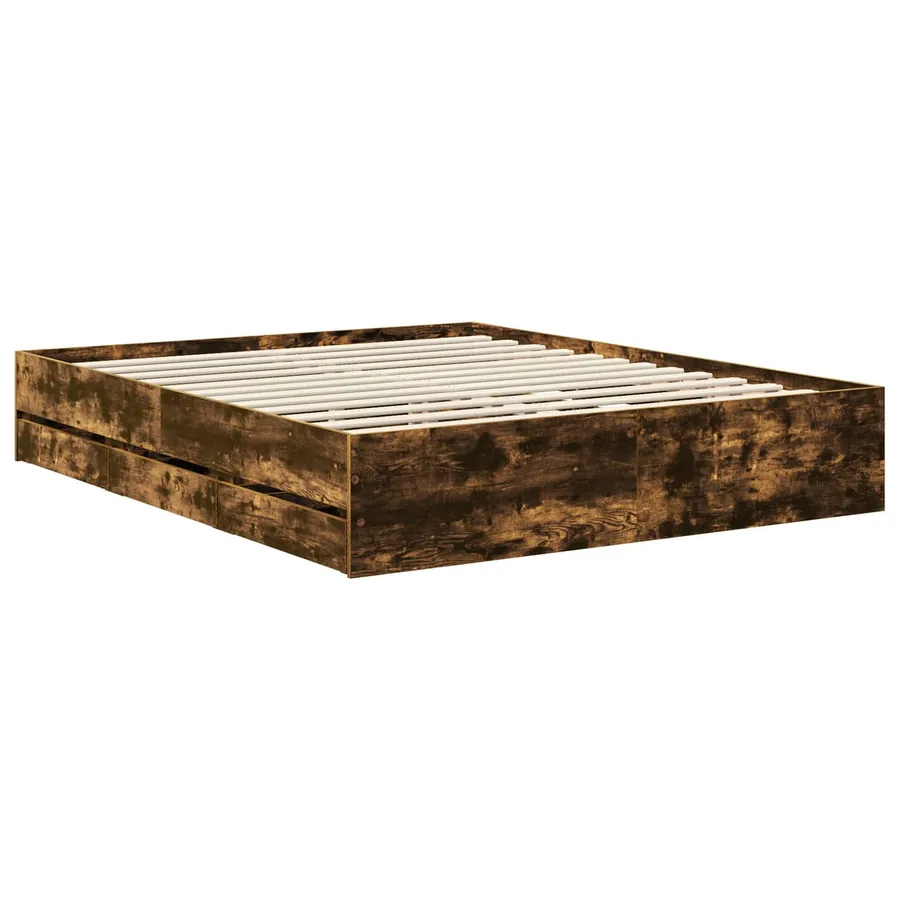 Cadre de lit Chêne fumé 160 x 200 cm Bois Ingénierie - 6
