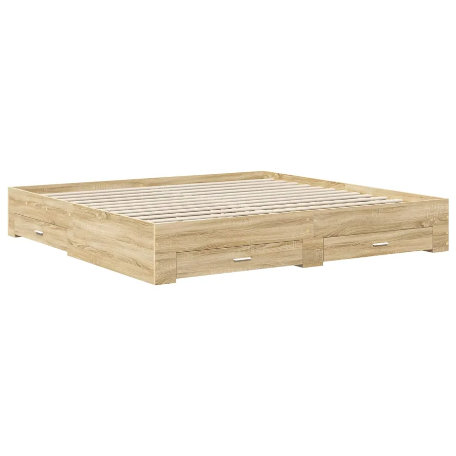 Cadre de lit avec tiroir avec tête de lit Bois d'ingénierie - 6