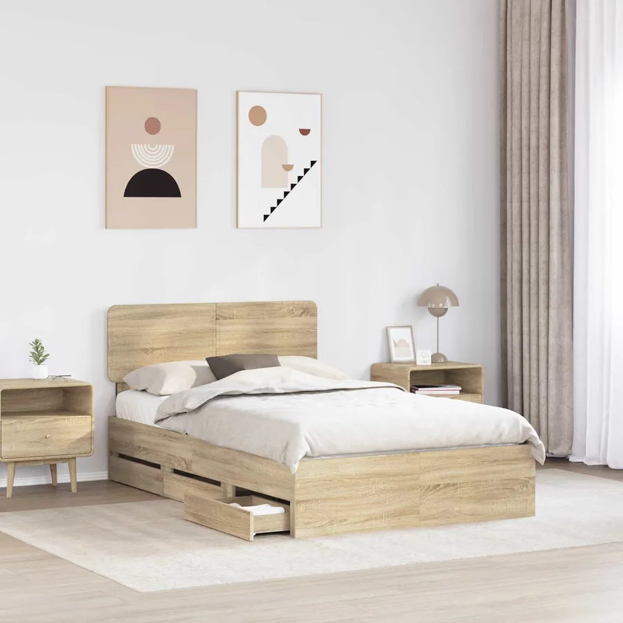 Cadre de lit Chêne Sonoma 120 x 200 cm Bois d’ingénierie - 3