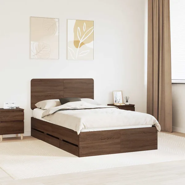 Cadre de lit Chêne brun 120 x 190 cm Bois Ingénierie