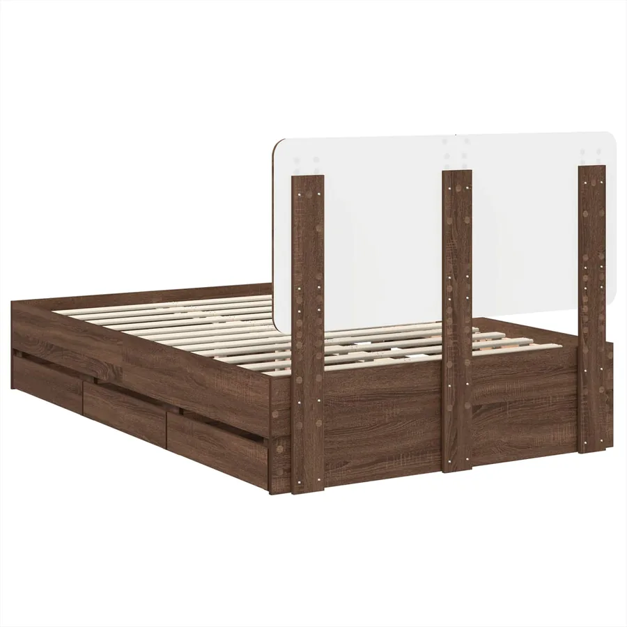 Cadre de lit Chêne brun 120 x 190 cm Bois Ingénierie - 10