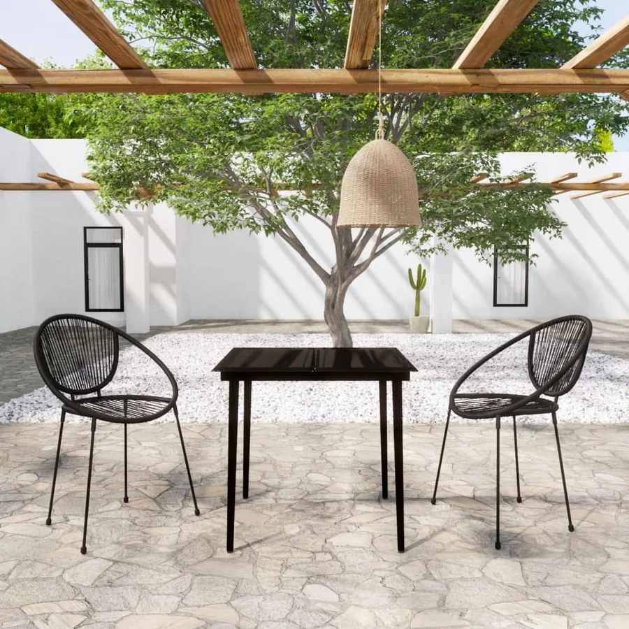 Ensemble à manger de jardin 3 pcs Noir