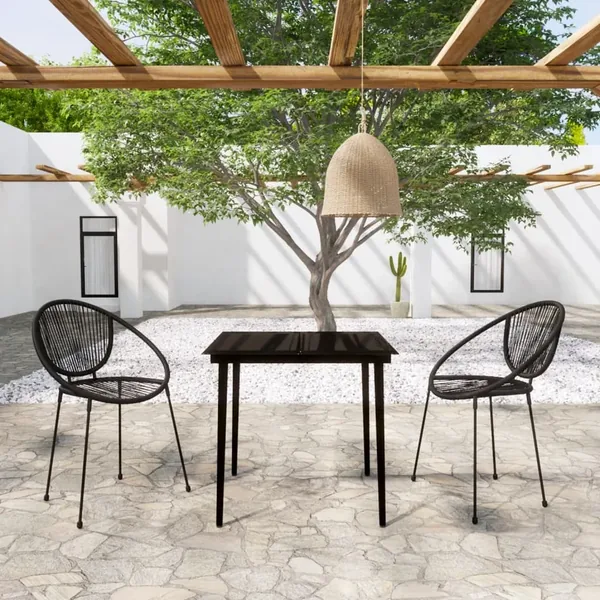 Ensemble à manger de jardin 3 pcs Noir