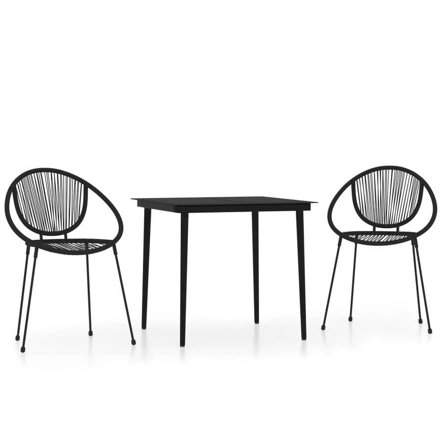 Ensemble à manger de jardin 3 pcs Noir - 2