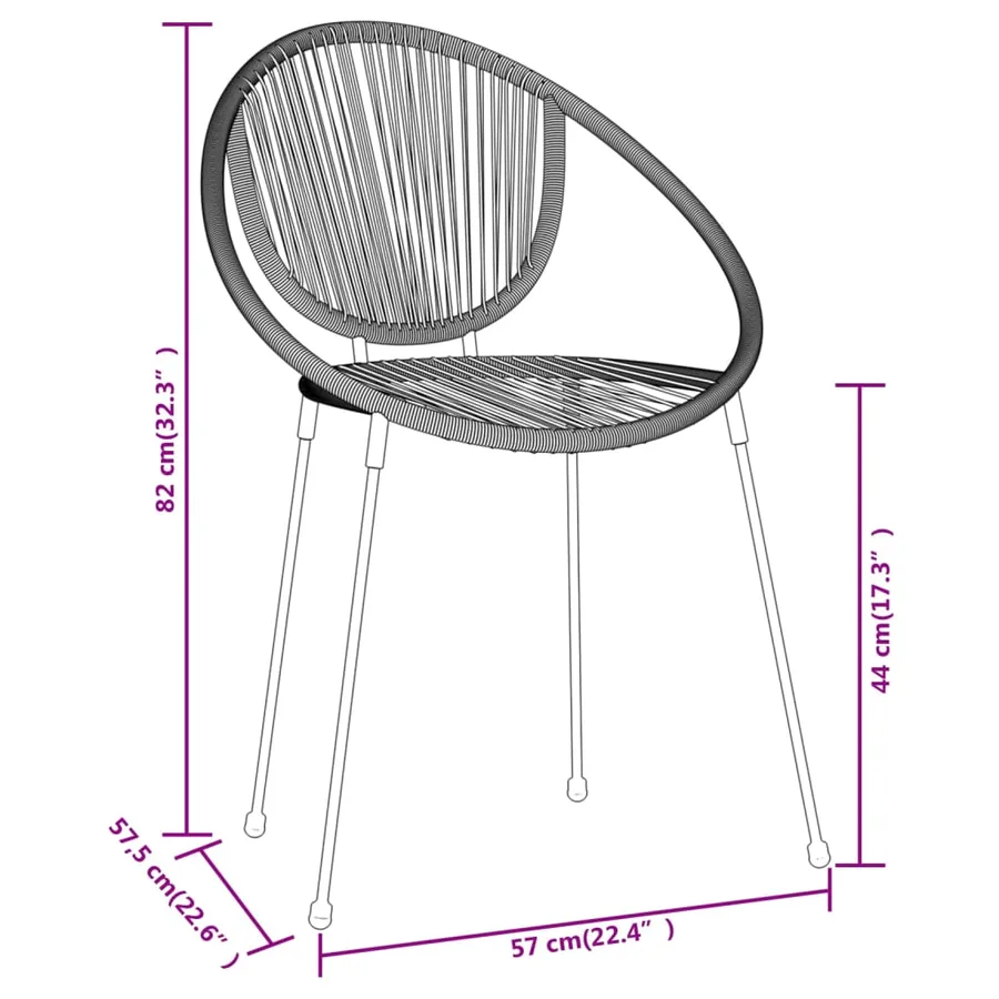 Ensemble à manger de jardin 3 pcs Noir - 7
