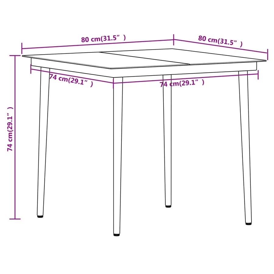 Ensemble à manger de jardin 3 pcs Noir - 8
