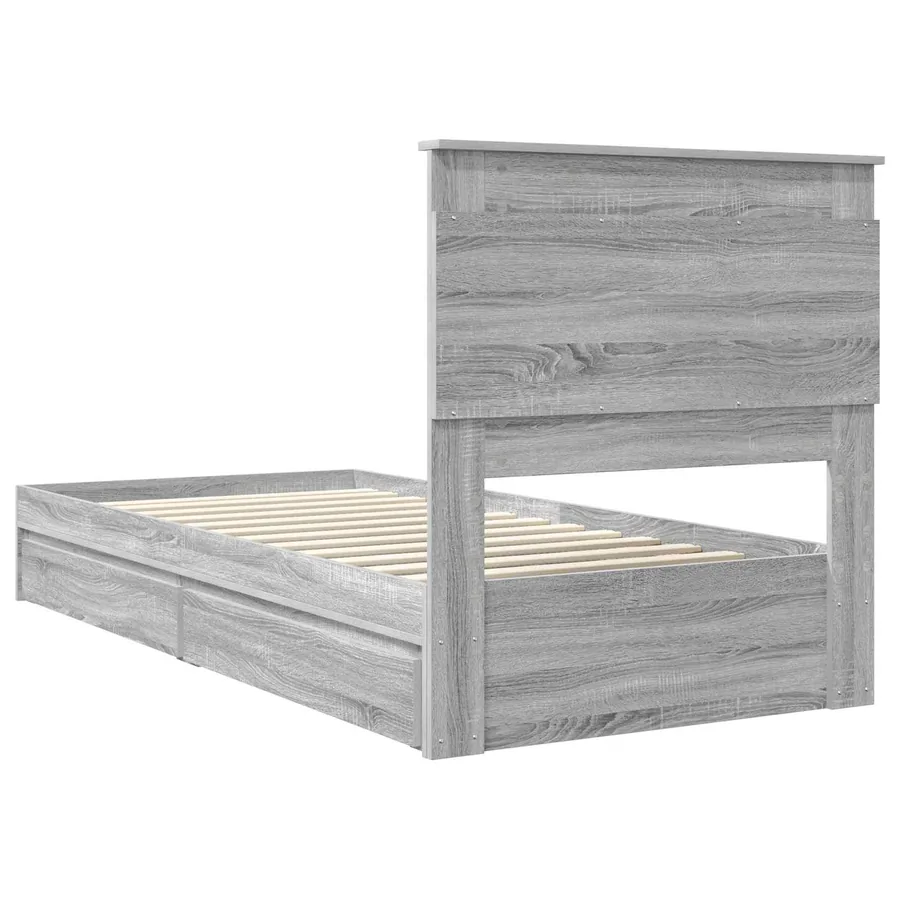 Lit de Rangement Gris Sonoma 90 x 200 cm Bois d'ingénierie - 10