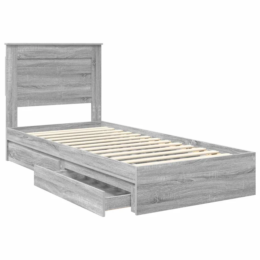 Lit de Rangement Gris Sonoma 90 x 200 cm Bois d'ingénierie - 5