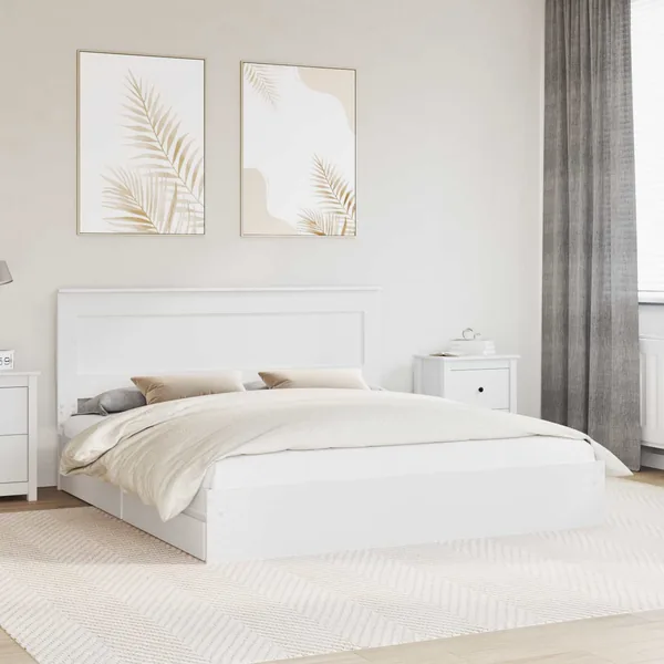 Lit de Rangement Blanc 200 x 200 cm Bois d'ingénierie