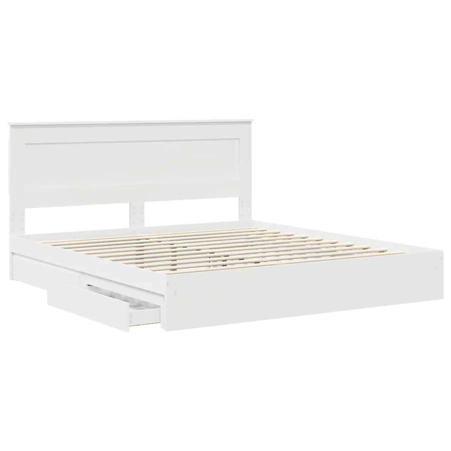 Lit de Rangement Blanc 200 x 200 cm Bois d'ingénierie - 5