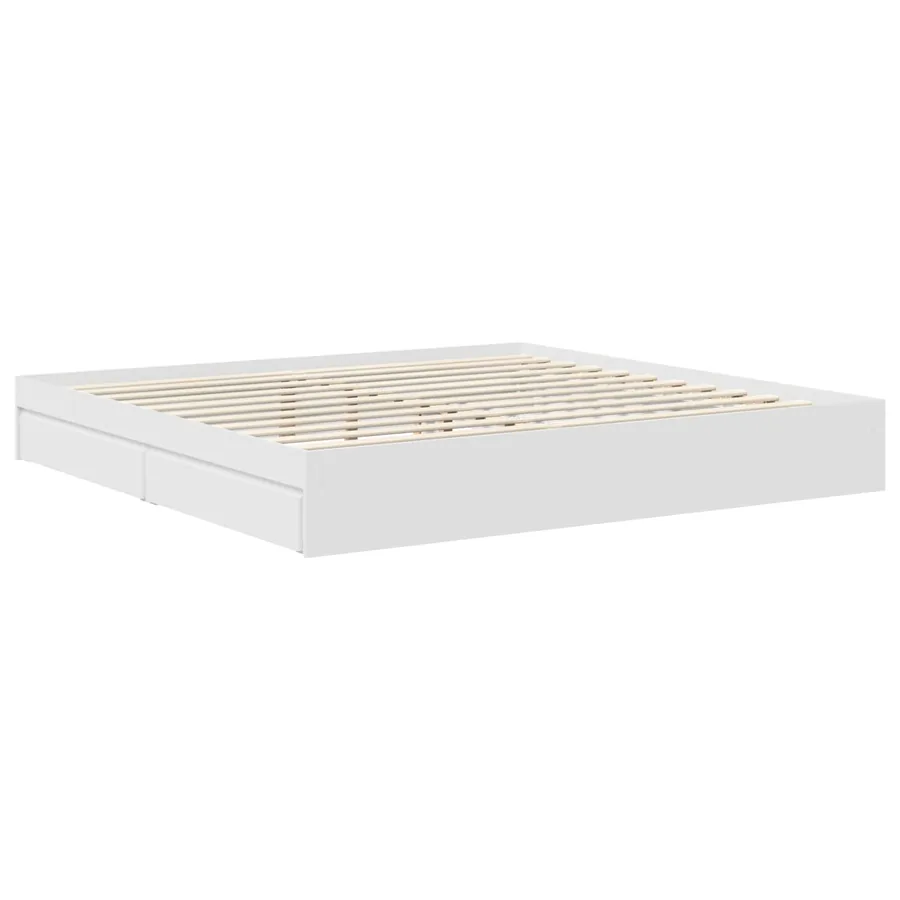 Lit de Rangement Blanc 200 x 200 cm Bois d'ingénierie - 6
