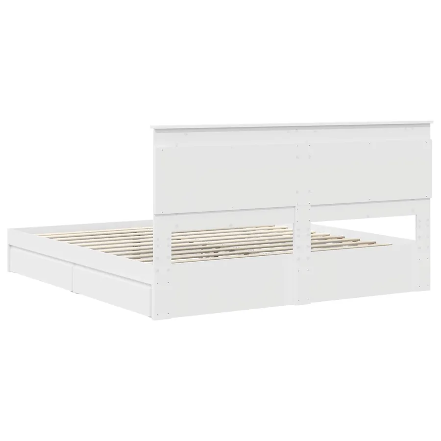Lit de Rangement Blanc 200 x 200 cm Bois d'ingénierie - 8