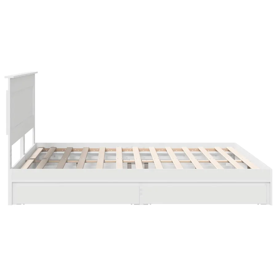 Lit de Rangement Blanc 200 x 200 cm Bois d'ingénierie - 9
