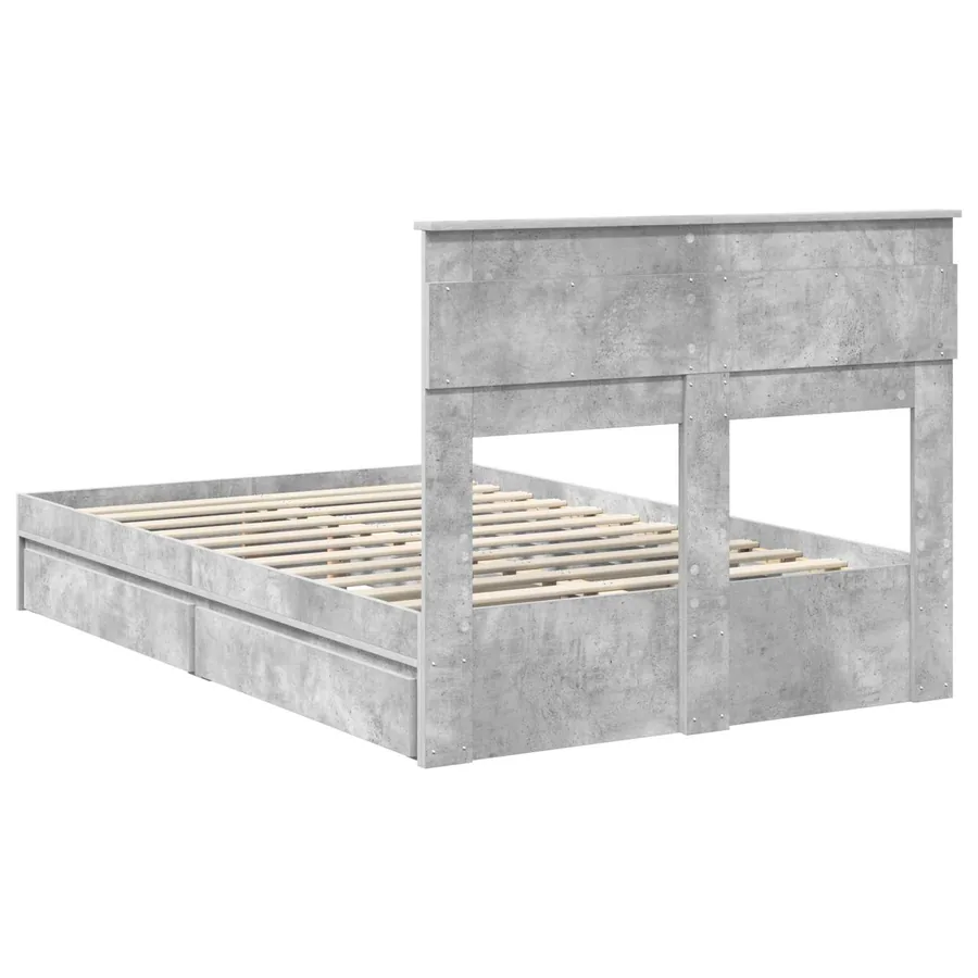 Lit de Rangement Gris béton 135 x 190 cm Bois d'ingénierie - 10