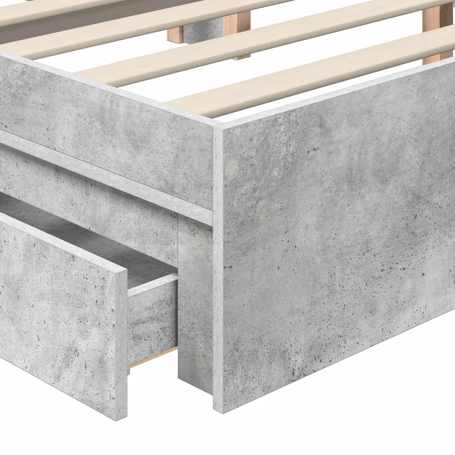 Lit de Rangement Gris béton 135 x 190 cm Bois d'ingénierie - 11
