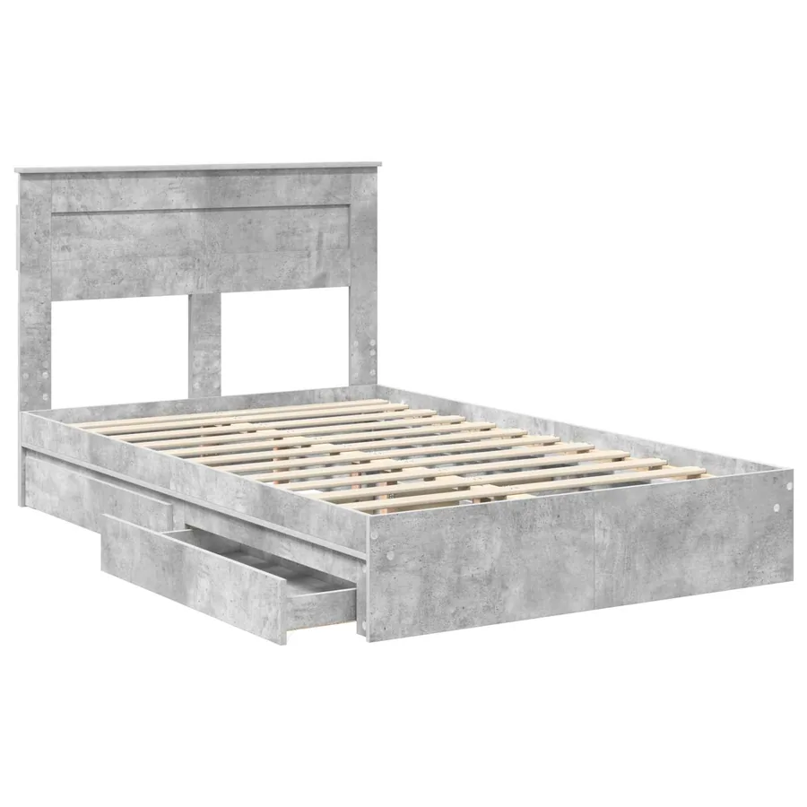 Lit de Rangement Gris béton 135 x 190 cm Bois d'ingénierie - 5