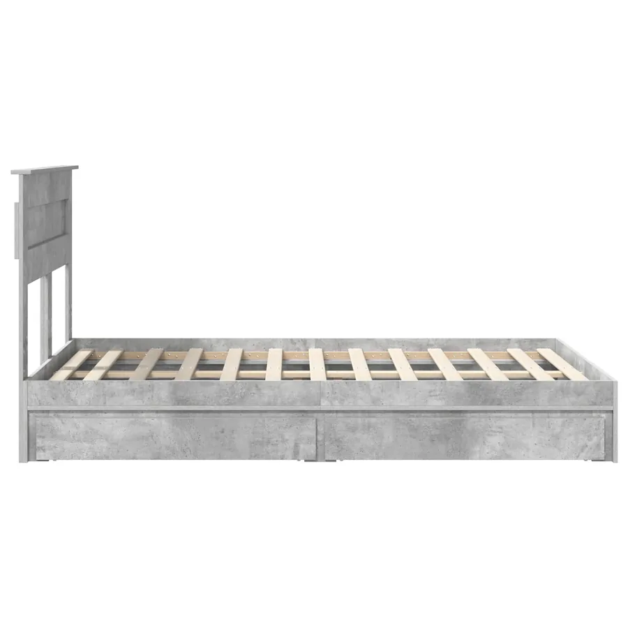 Lit de Rangement Gris béton 135 x 190 cm Bois d'ingénierie - 9