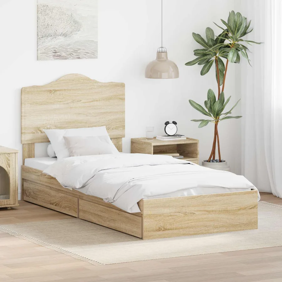 Lit de Rangement Chêne Sonoma 100 x 200 cm Bois d'ingénierie