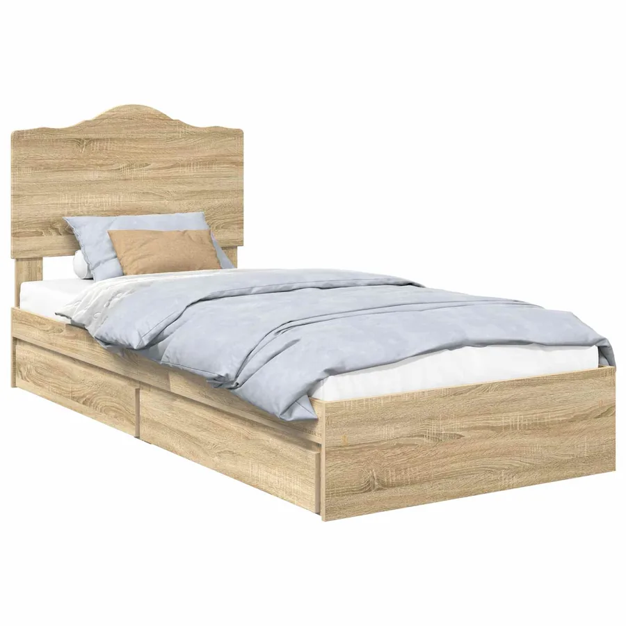 Lit de Rangement Chêne Sonoma 100 x 200 cm Bois d'ingénierie - 2