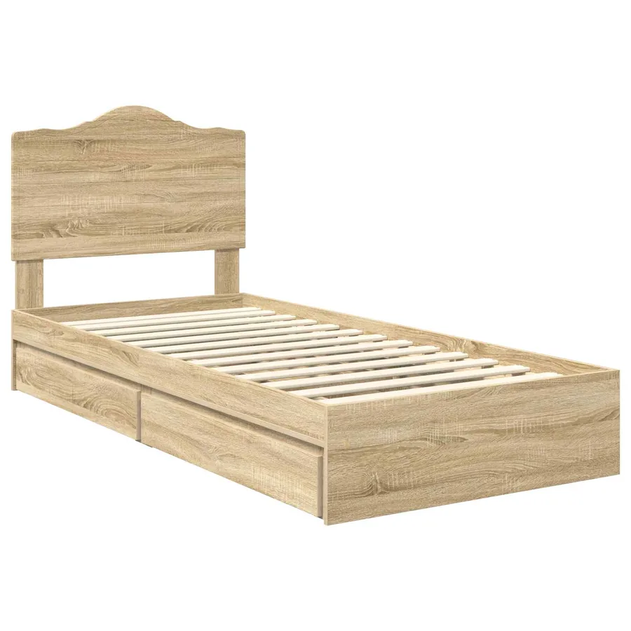 Lit de Rangement Chêne Sonoma 100 x 200 cm Bois d'ingénierie - 4