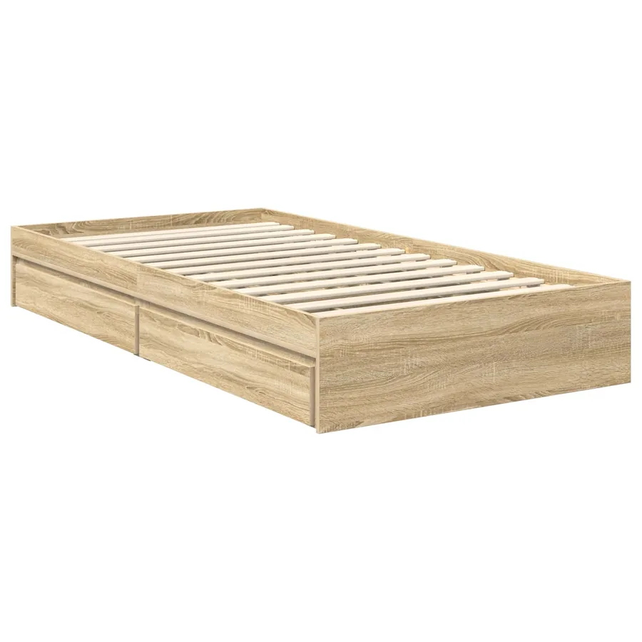 Lit de Rangement Chêne Sonoma 100 x 200 cm Bois d'ingénierie - 6