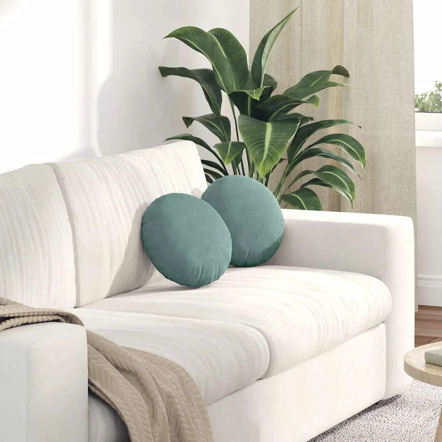 Coussins de siège 2 pcs Vert Mer Ø30 x 13 cm Velours