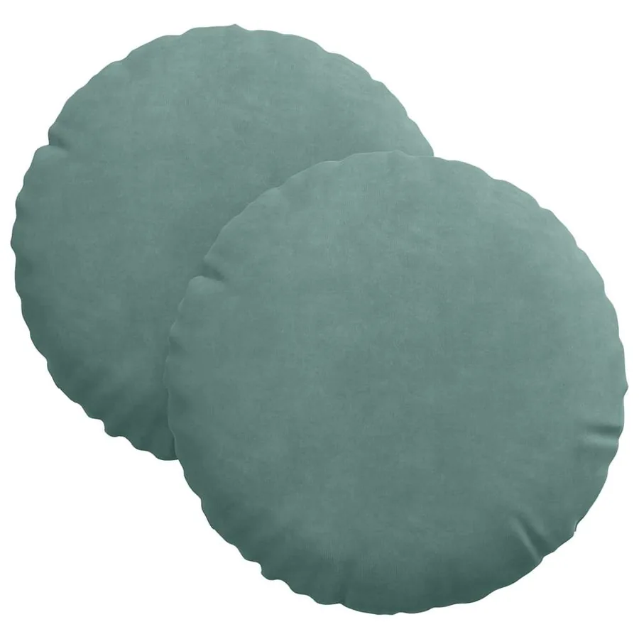 Coussins de siège 2 pcs Vert Mer Ø30 x 13 cm Velours - 2