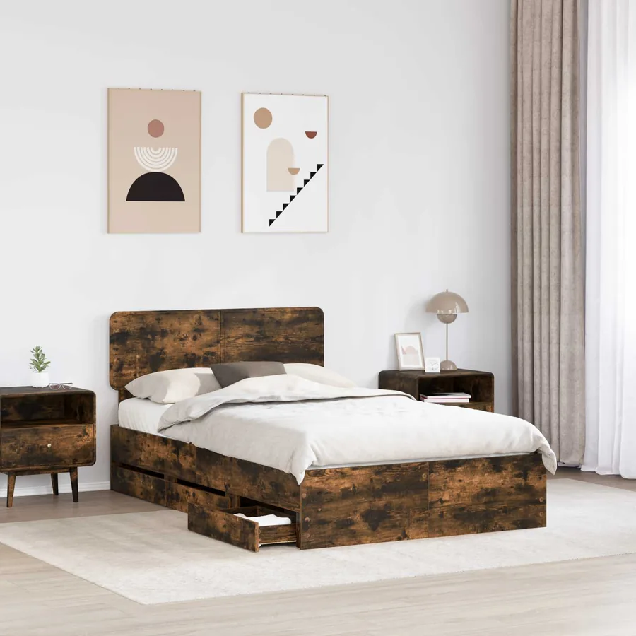 Cadre de lit Chêne Fumé 120 x 200 cm Bois d’ingénierie - 3