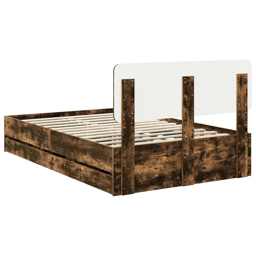 Cadre de lit Chêne Fumé 120 x 200 cm Bois d’ingénierie - 8