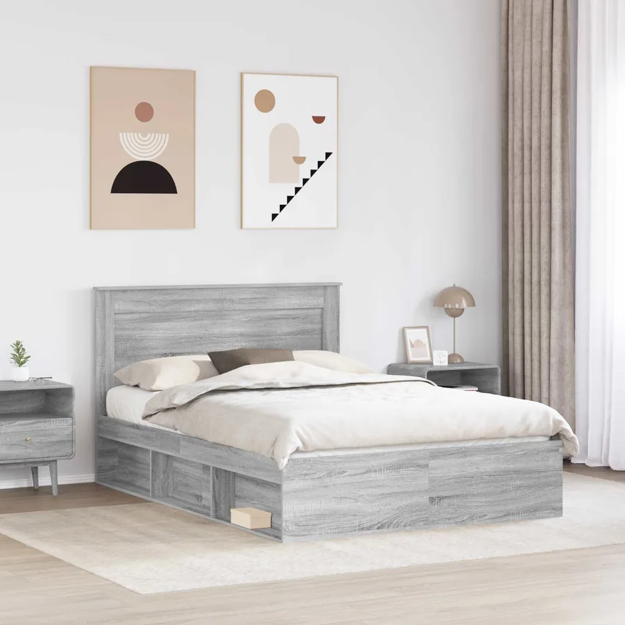 Cadre de lit Gris Sonoma 140 x 200 cm Pin massif - 3