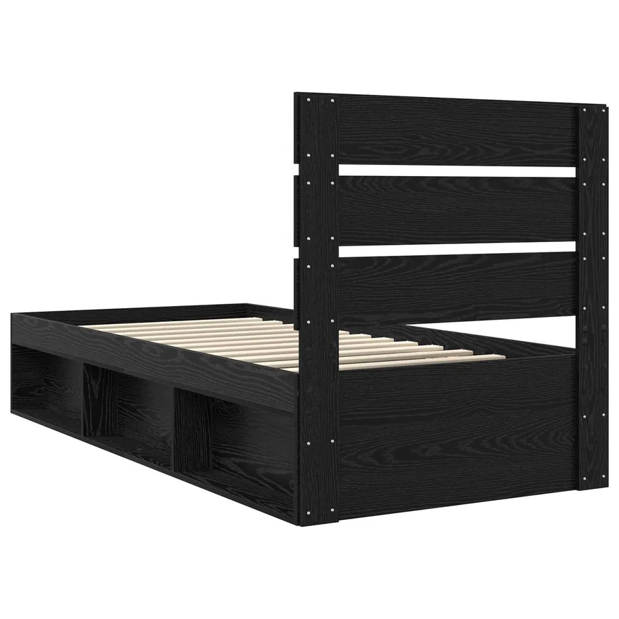 Cadre de lit Noir 90 x 190 cm Bois de pin massif - 9