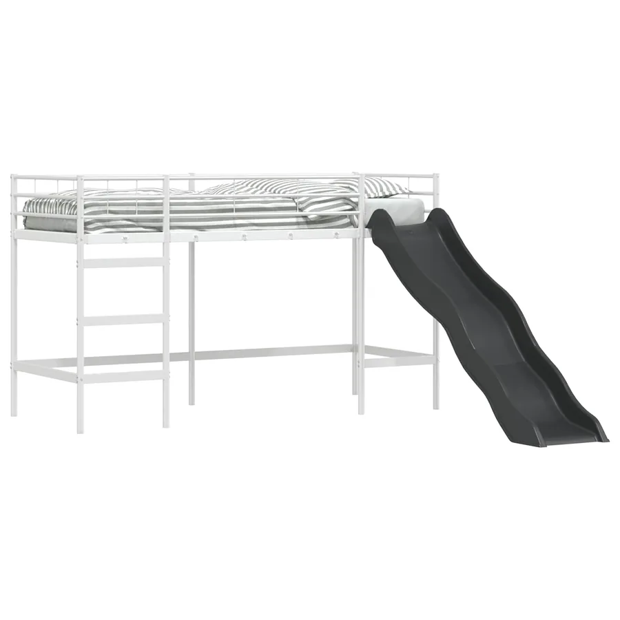 Lit superposé pour enfants avec toboggan Blanc et anthracite - 2