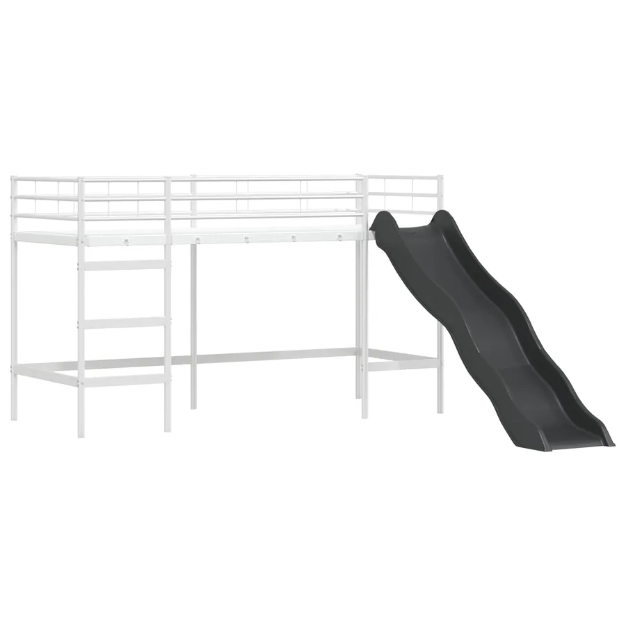 Lit superposé pour enfants avec toboggan Blanc et anthracite - 4