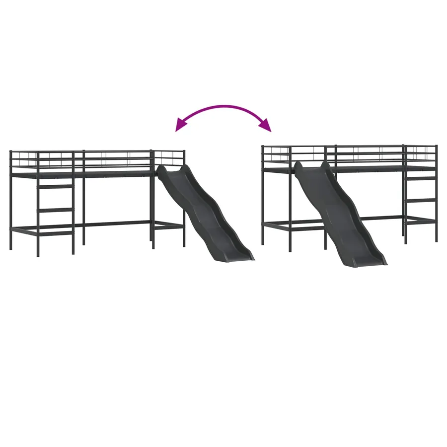Lit superposé pour enfants avec toboggan Noir et anthracite - 10