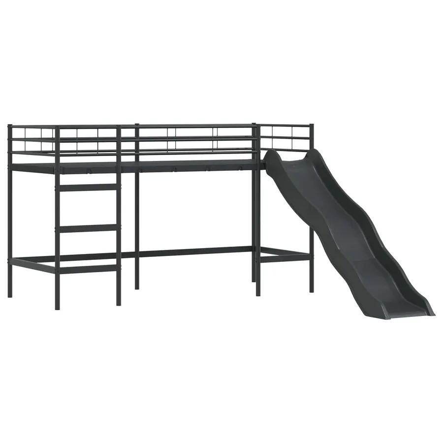Lit superposé pour enfants avec toboggan Noir et anthracite - 4