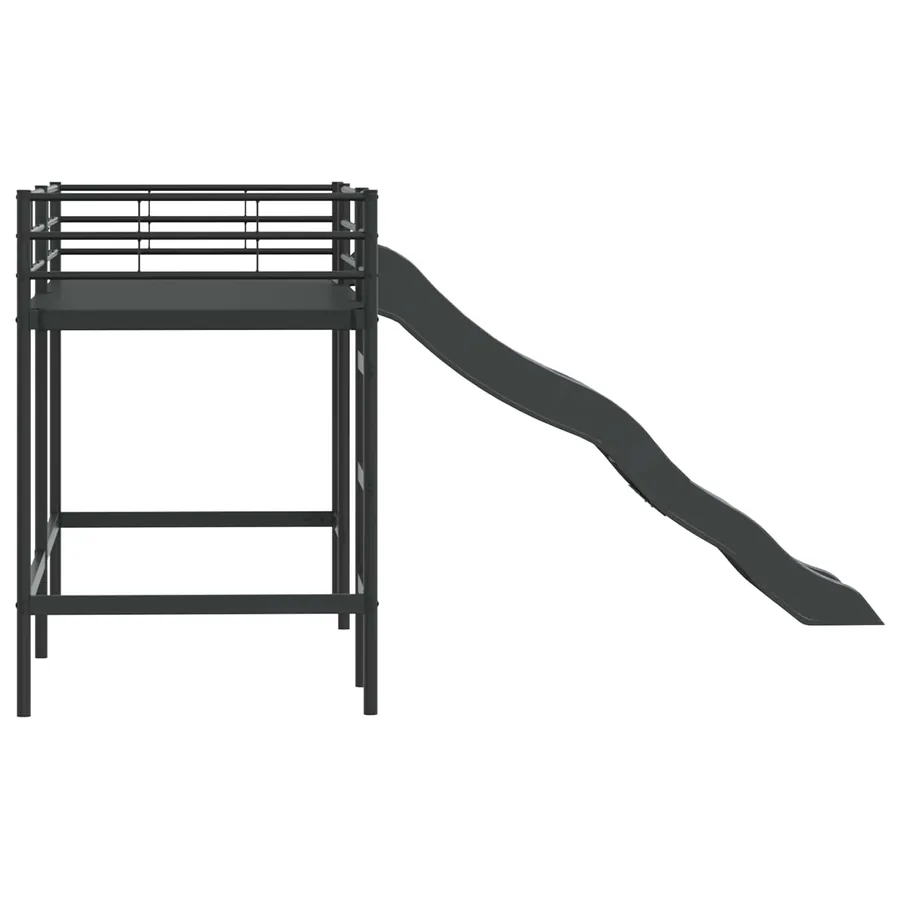 Lit superposé pour enfants avec toboggan Noir et anthracite - 6