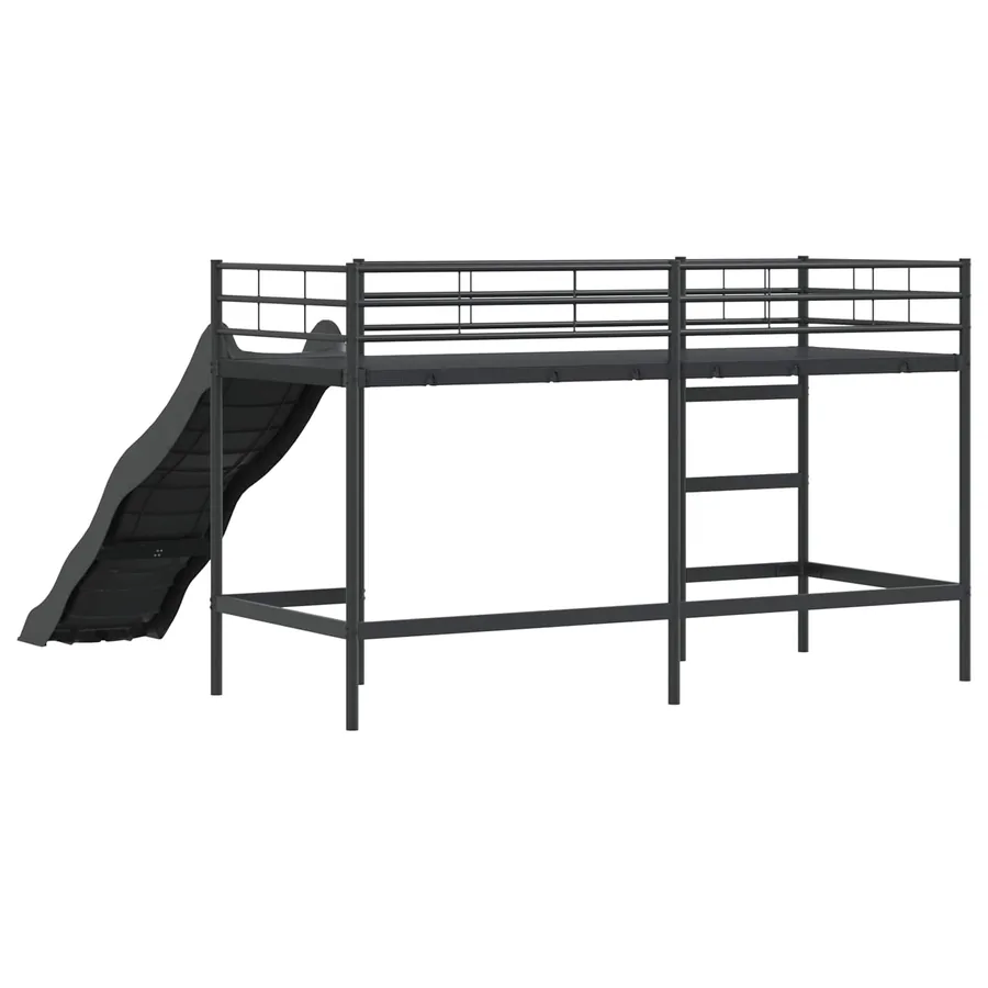 Lit superposé pour enfants avec toboggan Noir et anthracite - 7