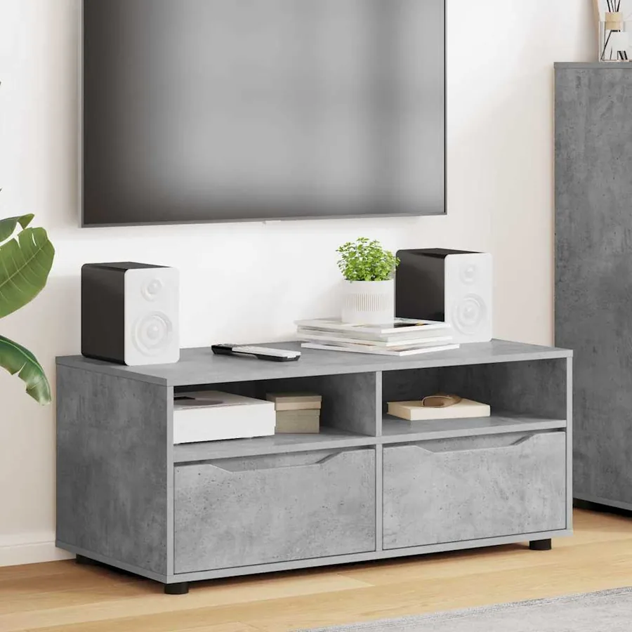 Meuble TV Gris béton 100 x 48 x 43 cm Bois d'ingénierie