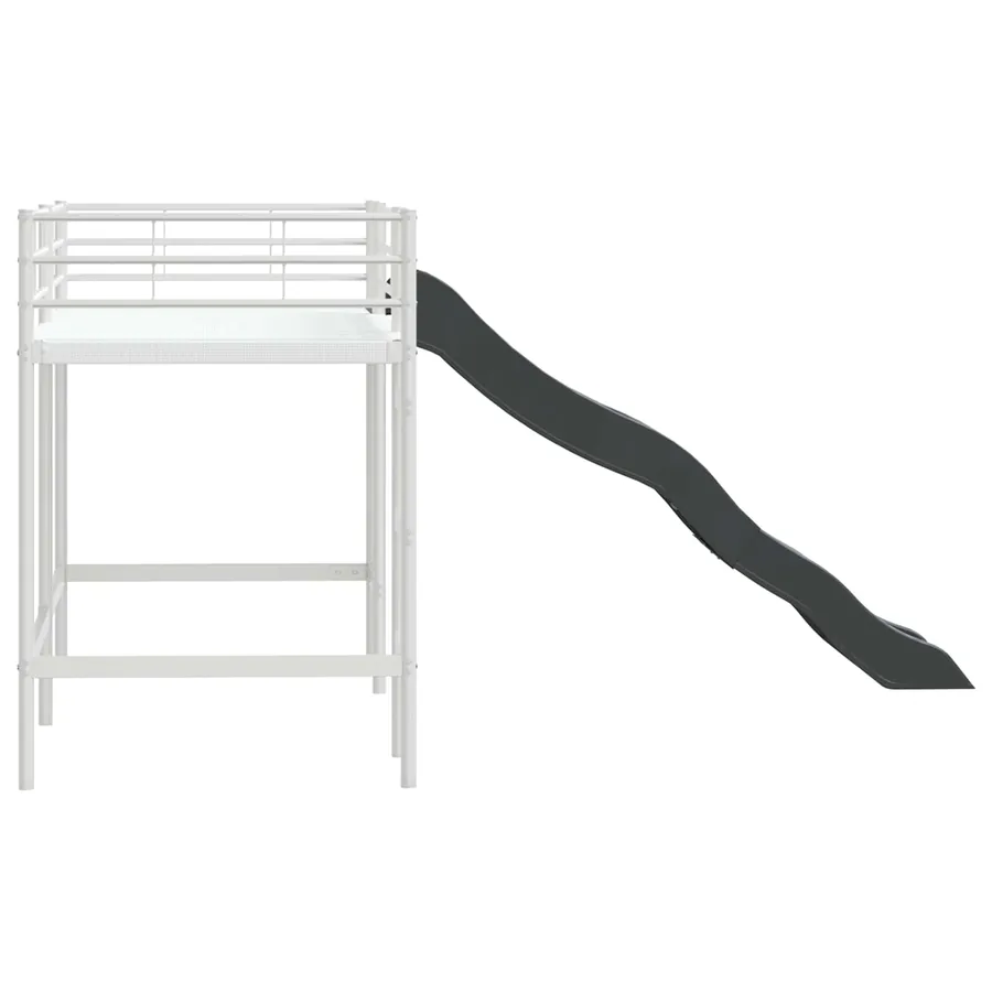 Lit superposé pour enfants avec toboggan Blanc et anthracite - 6