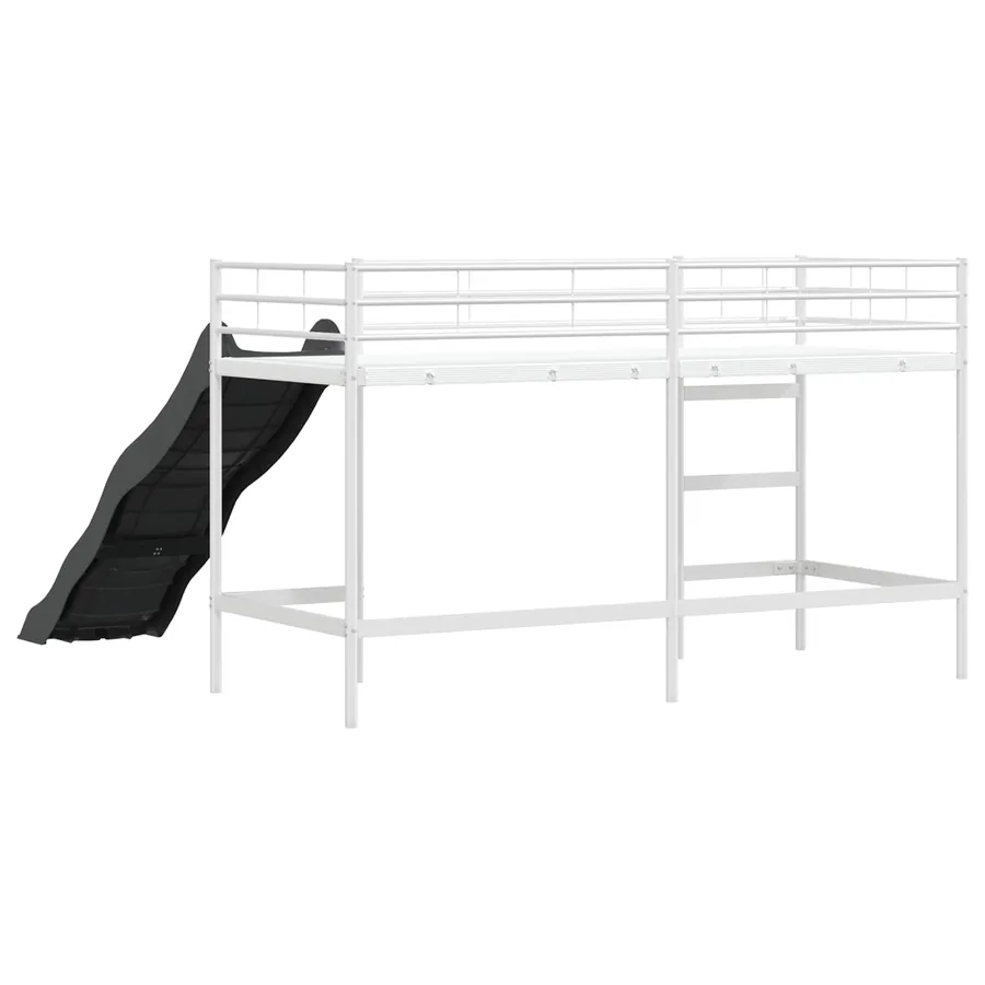 Lit superposé pour enfants avec toboggan Blanc et anthracite - 7